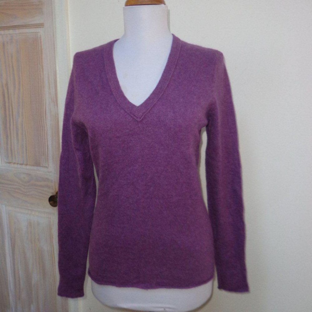VGUC - KEIRA Purple Heather 100% Cashmere V-Neck Sweater Size M